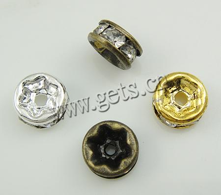 Espaciador de la forma rueda del diamante de imitación, metal, Toroidal, chapado, con diamantes de imitación de Mideast, más colores para la opción, 7mm, 100PCs/Bolsa, Vendido por Bolsa