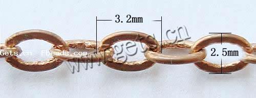 Chaine ovale en laiton, Placage, chaîne ovale, plus de couleurs à choisir, sans cadmium, 3.2x2.5x0.45mm, 100m/brin, Vendu par brin