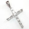 Cubic Zirconia Stainless Steel Pendant, with 316 Stainless Steel, Cross, Grade AAA Approx 