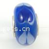 Versilberte Einzelader Murano Europa Perlen, Lampwork, Rondell, Kupfernickel einadrig ohne troll, tiefblau, 7x14mm, Bohrung:ca. 4.5mm, verkauft von PC