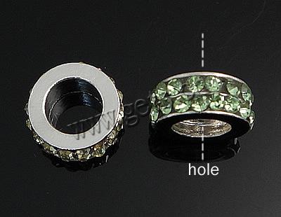 Donut Strass Spacer, mit Zinklegierung, flache Runde, plattiert, keine, 10x10x5mm, Bohrung:ca. 6mm, verkauft von PC