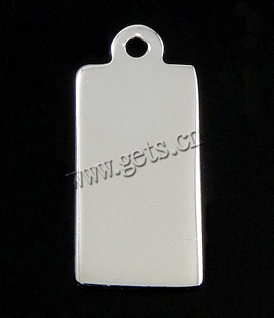 Sterling Silber Tag, 925 Sterling Silber, Rechteck, plattiert, keine, 13.7x6.2x0.7mm, Bohrung:ca. 1.2mm, verkauft von PC