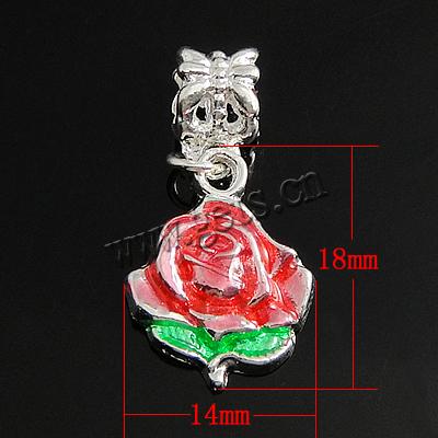 Zinc Alloy European Pendants, Flower, plated, enamel, more colors for choice, 18x14x3mm, Hole:Approx 5mm, Sold By PC