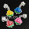 Zinc Alloy European Pendants, Flower, plated, enamel Approx 5mm 