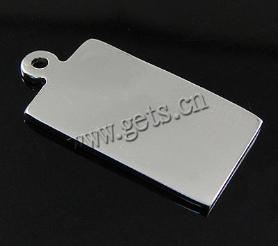 Sterling Silber Tag, 925 Sterling Silber, Rechteck, plattiert, keine, 9x20.5x1mm, Bohrung:ca. 1.5mm, verkauft von PC