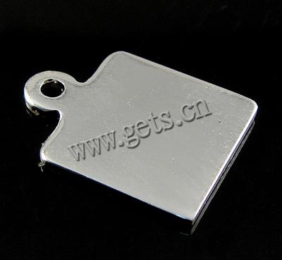 Sterling Silber Tag, 925 Sterling Silber, Quadrat, plattiert, keine, 9x12x0.7mm, Bohrung:ca. 1.2mm, verkauft von PC