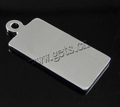 Sterling Silber Tag, 925 Sterling Silber, Rechteck, plattiert, keine, 11x21.5x1mm, Bohrung:ca. 1.5mm, verkauft von PC