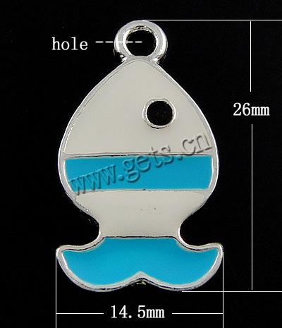 Zinc Alloy Enamel Pendants, Fish, plated, more colors for choice, nickel, lead & cadmium free, 26x14.5x2mm, Hole:Approx 2.5mm, Sold By PC