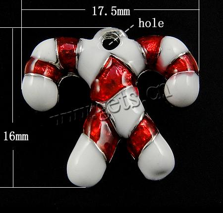 Zinc Alloy Christmas Pendants, Christmas Candy Cane, more colors for choice, nickel, lead & cadmium free, 17.5x16x2.8mm, Hole:Approx 1.5mm, Sold By PC