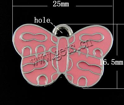 Zinc Alloy Enamel Pendants, Butterfly, plated, more colors for choice, 25x16x2mm, Hole:Approx 2mm, Sold By PC