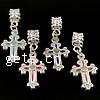 Zinc Alloy European Pendants, Cross, plated, enamel Approx 4.5mm 