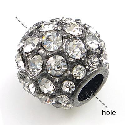 Strass Europa Perlen, mit Zinklegierung, Trommel, plattiert, keine, 13x13x11mm, Bohrung:ca. 4.5mm, verkauft von PC