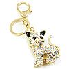 Rhinestone Zinc Alloy Key Chain, iron lobster clasp, Cat, with rhinestone, nickel, lead & cadmium free .5 Inch 