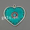 Zinc Alloy Enamel Pendants, Heart, plated, with rhinestone Approx 3mm 