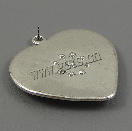 Zinc Alloy Enamel Pendants, Heart, plated, with rhinestone, more colors for choice, 43x43x5mm, Hole:Approx 3mm, Sold By PC