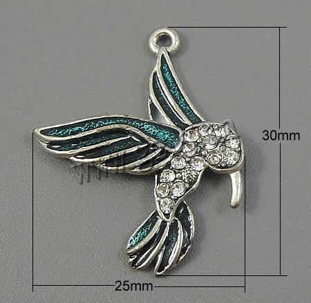 Zinklegierung Tier Anhänger, Adler, plattiert, Emaille & mit Strass, keine, 25x30x3mm, Bohrung:ca. 2mm, verkauft von PC