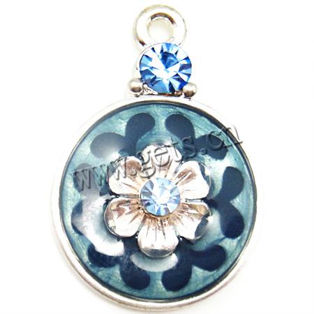 Zinc Alloy Enamel Pendants, Coin, plated, with rhinestone, more colors for choice, 29x20x9mm, Hole:Approx 2mm, Sold By PC