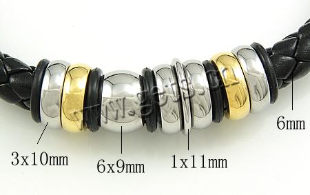 PU Collier Cordon, cuir PU, avec acier inoxydable, Placage, longueur différente pour le choix, noire, 3x10mm,6x9mm, 11x1mm, 6mm, Vendu par brin