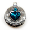 Zinc Alloy Enamel Pendants, Flat Round, plated, with rhinestone Approx 2mm 