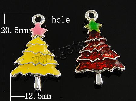 Zinklegierung Weihnachten Anhänger, mit Emaille, Weihnachtsbaum, plattiert, Emaille, keine, 20.5x12.5x3mm, Bohrung:ca. 1.5mm, verkauft von PC