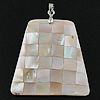 Brass Shell Pendants, with Pink Shell, Trapezium, mosaic & single-sided Approx 