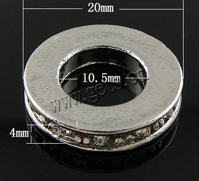 Donut Strass Spacer, mit Zinklegierung, flache Runde, 20x20x4mm, Bohrung:ca. 10.5mm, verkauft von PC