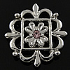 Rhinestone Zinc Alloy Connector, Flower, plated, with rhinestone Approx 1mm 