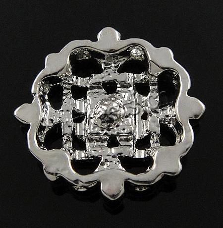 Rhinestone Zinc Alloy Connector, Flower, plated, with rhinestone, more colors for choice, 14x15x3mm, Hole:Approx 1mm, Sold By PC