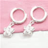 Huggie Hoop Drop Earring, 925 Sterling Silver, Flower, plated, with cubic zirconia 8.5mm, 12.5mm 