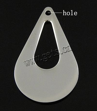 Unbearbeitetes Schild aus Edelstahl, Tropfen, Kundenindividuell, originale Farbe, 30x18x1.3mm, Bohrung:ca. 2mm, verkauft von PC