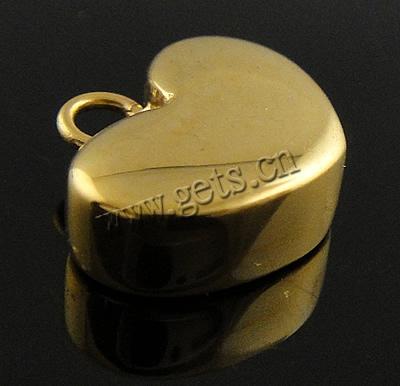 Encantos de etiqueta de acero inoxidable, Corazón, chapado en color dorado, Modificado para requisitos particulares, 11x7.5x4mm, agujero:aproximado 1.5mm, Vendido por UD