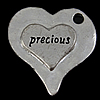 Zinc Alloy Heart Pendants, plated nickel, lead & cadmium free Approx 3mm 