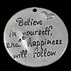 Zinc Alloy Message Pendants, Coin, plated Approx 1.5mm 