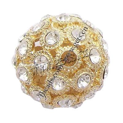 Bola Rhinestone Spacer, diamantes de imitación, con aleación de zinc, Esférico, chapado, con diamantes de imitación de Mideast & hueco, más colores para la opción, Vendido por UD