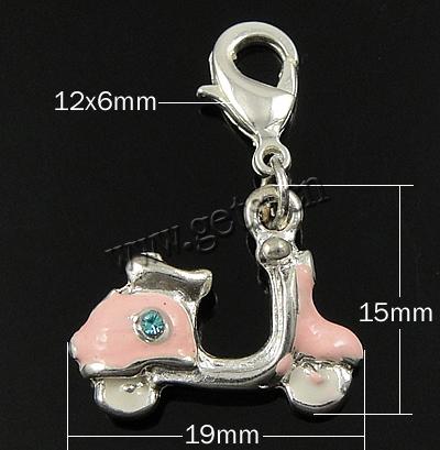 Zink Legierung Emaille Anhänger , Zinklegierung, Messing Karabinerverschluss, Motorrad, plattiert, keine, 19x15x6mm, 12x6x3mm, verkauft von PC