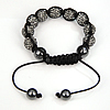 Rhinestone Woven Ball Bracelets, with Hematite, handmade, with Mideast rhinestone Inch 