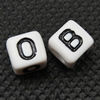 Acrylic Alphabet Beads, Cube & four-sided, white Approx 4mm, Approx 