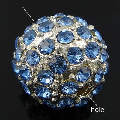 Strass Zinklegierung Perlen, mit Zinklegierung, rund, plattiert, mit Strass von Nahost, keine, 12mm, Bohrung:ca. 2mm, verkauft von PC