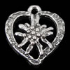 Zinc Alloy Heart Pendants, plated nickel, lead & cadmium free Approx 1mm 