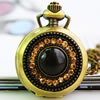 Watch Necklace, Zinc Alloy, with Rhinestone & Zinc Alloy, Flat Round, enamel & with rhinestone, black, 28mm Approx 31 Inch 