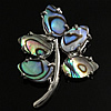 Abalone Shell Pendants, Brass, with Abalone Shell, Leaf, platinum color plated Approx 