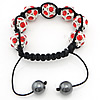 Strass Woven Ball Armbänder, Nylonschnur, mit Hämatit & Messing, Platinfarbe platiniert, einstellbar & mit Strass, 10mm, 14mm, Länge:6-10 ZollInch, verkauft von Strang