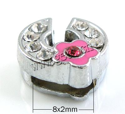 Charme de diapositives en alliage de zinc Lettre, avec émail, Lettre C, Placage, émail & avec strass, plus de couleurs à choisir, 13x12x5mm, Trou:Environ 8x2mm, Vendu par PC