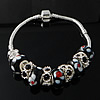 Brass Chain European Bracelets, Lampwork, with Brass & Zinc Alloy, with rhinestone  .8 Inch 