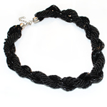 Collar de perlas de cristal semilla, Rocallas de vidrio, Negro, 3mm, longitud:17 Inch, Vendido por Sarta