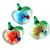 Inner Flower Lampwork Pendants, Heart, two tone Approx 7mm 