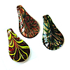 Lampwork Pendants, Teardrop, handmade, gold sand & silver foil, mixed colors Approx 