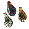 Lampwork Pendants, Teardrop, handmade, gold sand & silver foil, mixed colors Approx 