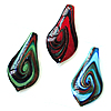 Lampwork Pendants, Teardrop, handmade, gold sand & silver foil, mixed colors Approx 