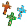 Moulding Lampwork Pendants, Cross, gold sand Approx 8mm 